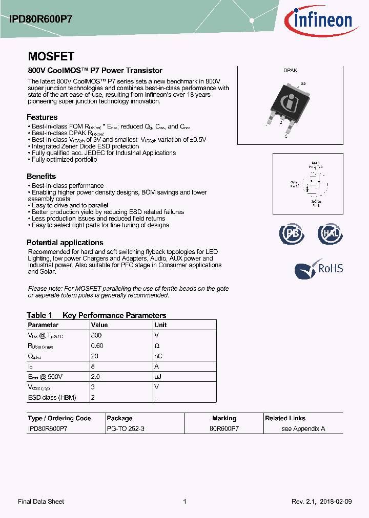 IPD80R600P7_9011713.PDF Datasheet