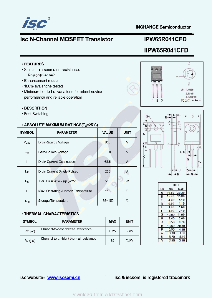 IIPW65R041CFD_9014754.PDF Datasheet