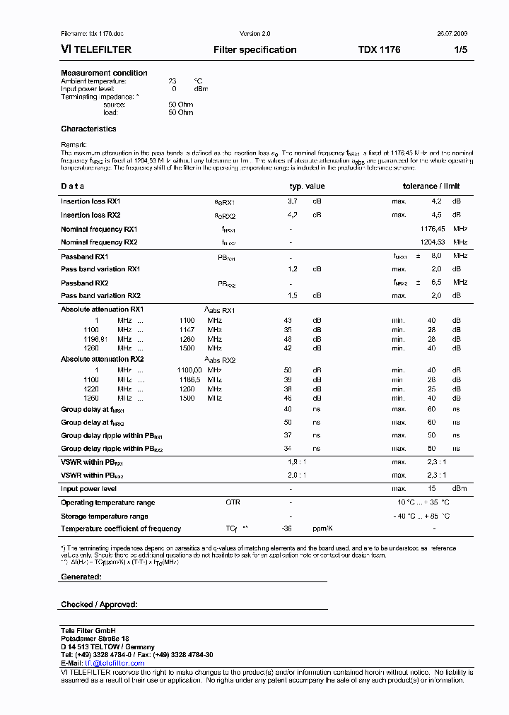 TDX1176_9018110.PDF Datasheet