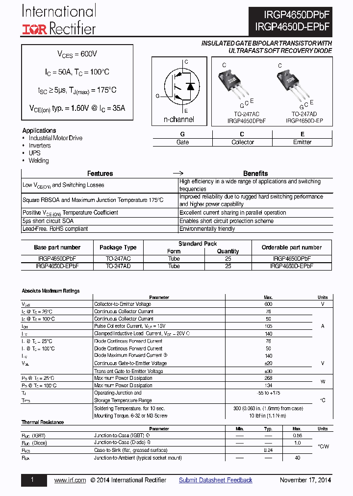 IRGP4650DPBF_9049648.PDF Datasheet