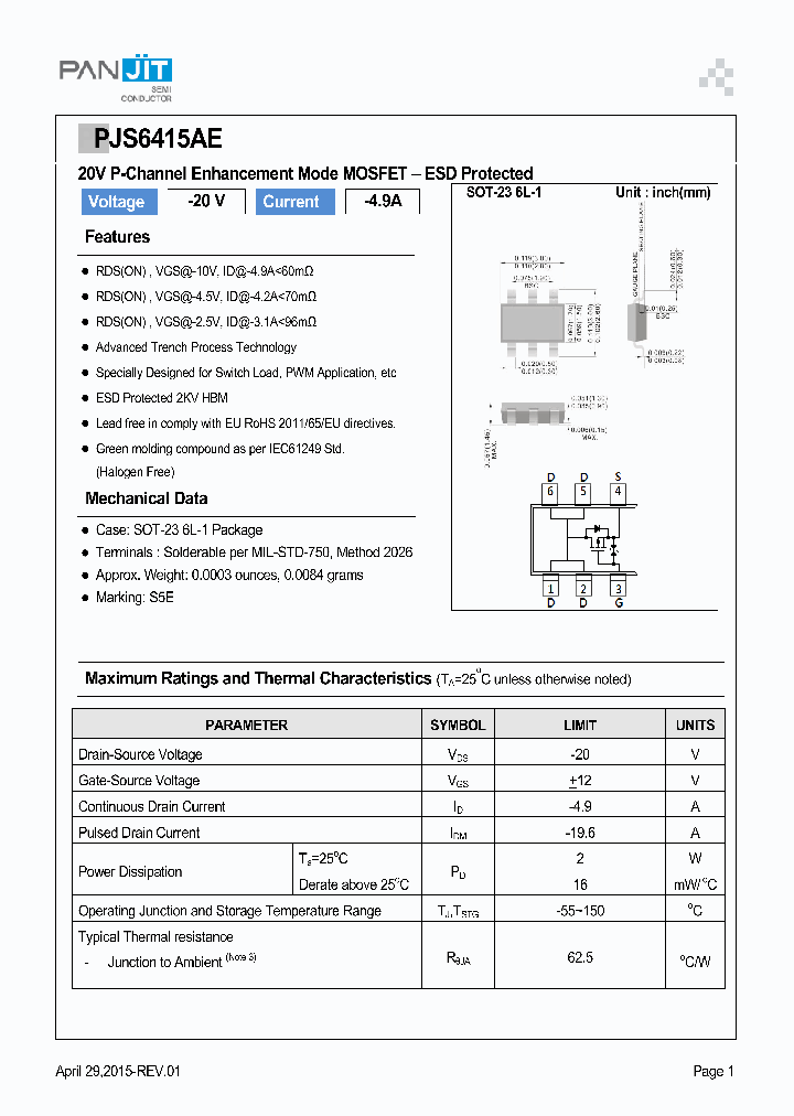 PJS6415AE_9054395.PDF Datasheet